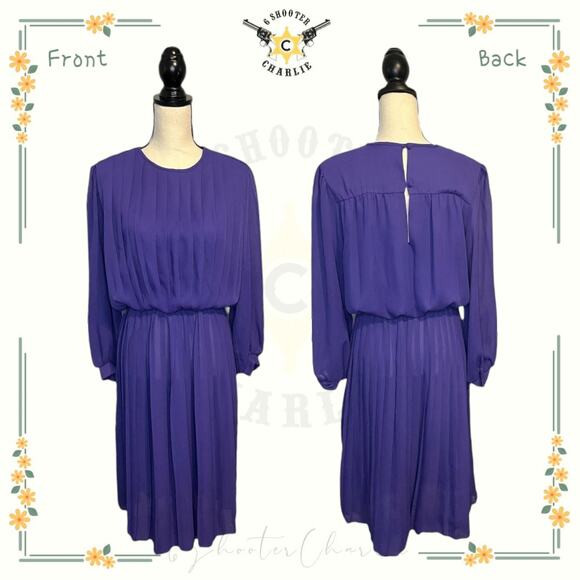 The 1 East Custom Collection Women's Vintage Pleated Midi Dress Made in U.S.A. - Picture 1 of 6